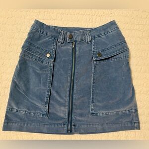 Free People Corduroy Mini Skirt Blue Full Zip Women’s Size 0 NWOT